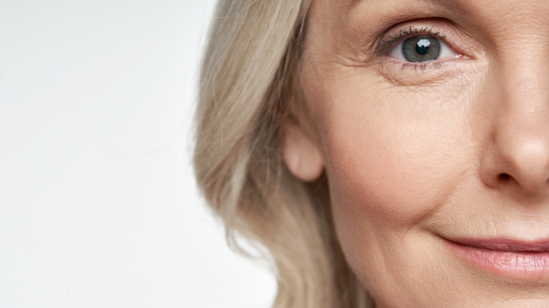 close up of elderly white woman's face