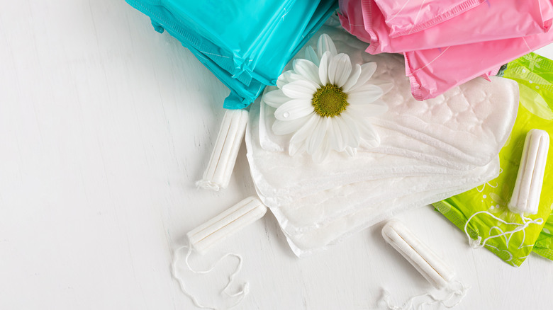 tampons and pads with flower