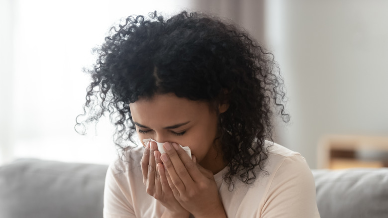 woman runny nose