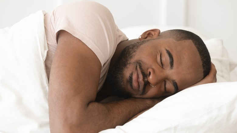 happy man sleeping