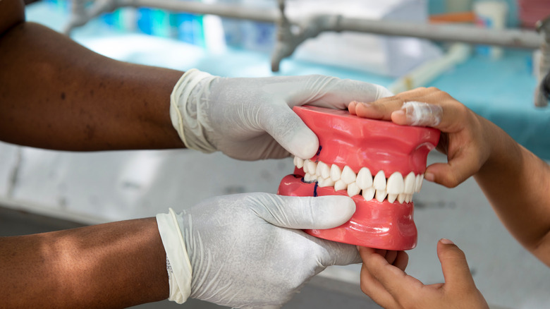 mouth replica flossing