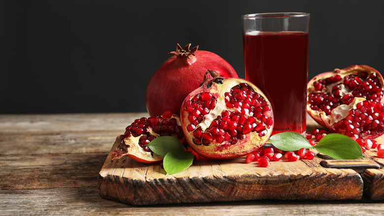 Pomegranates and glass of juice