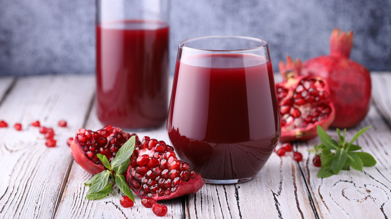 Glass of pomegranate juice