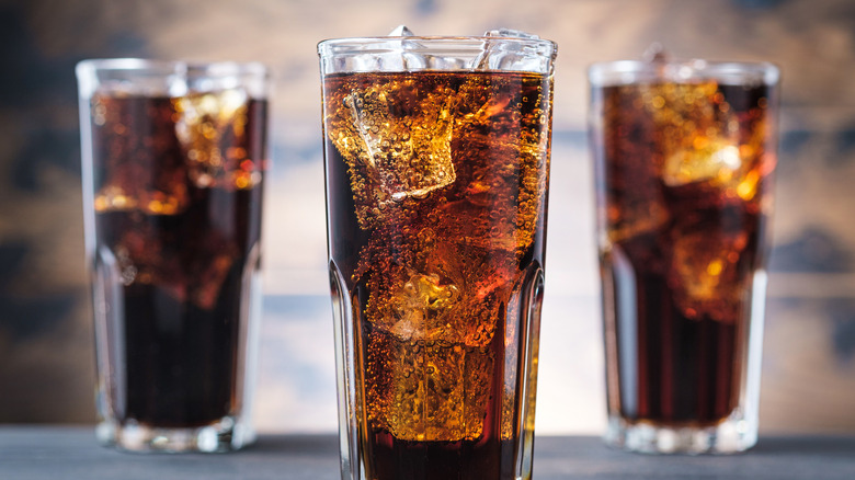 Three glasses of soda