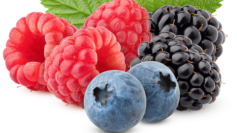 mixed berries with white background
