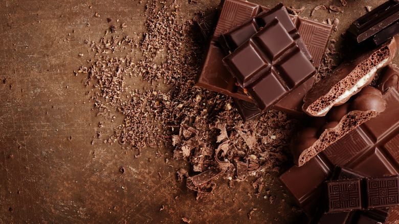 Chocolate bars on table