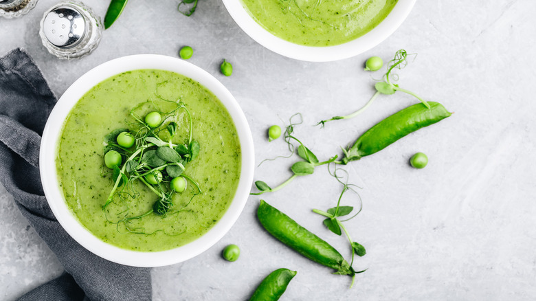 Two bowls of pea soup