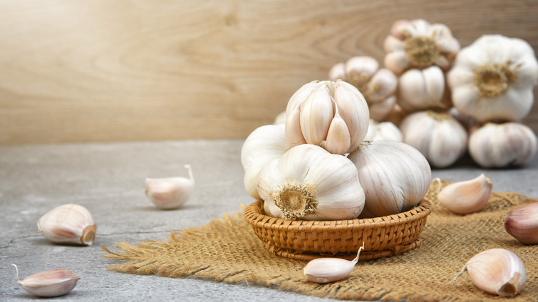 Basket of garlic cloves