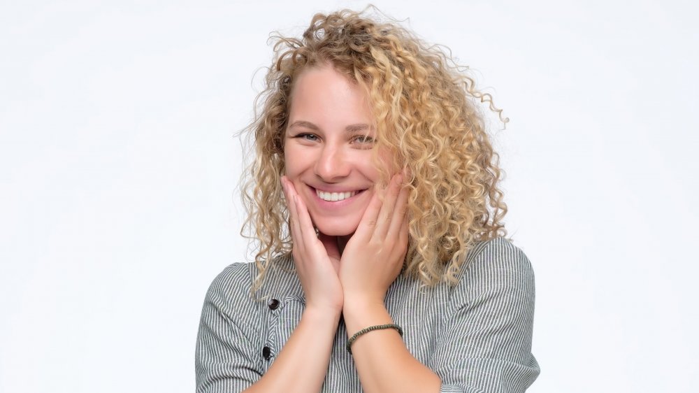 A woman with blushing skin