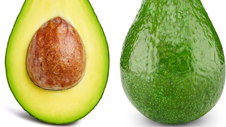 Avocados whole and halved
