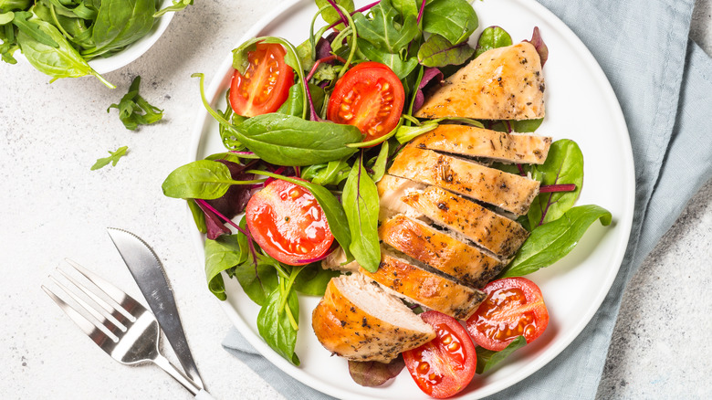 Chicken filet on a salad