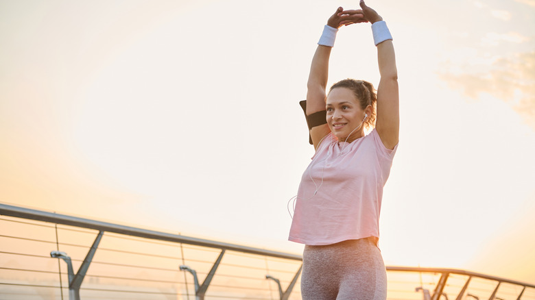 A healthy woman out for a run in the morning