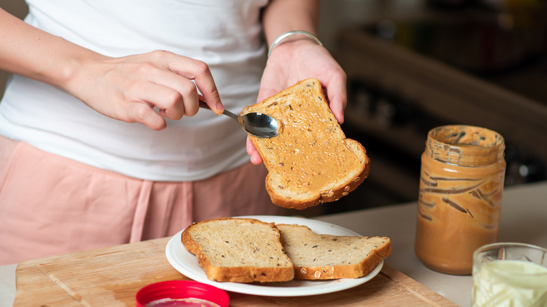 Spreading peanut butter