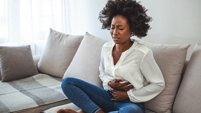 woman with stomach ache