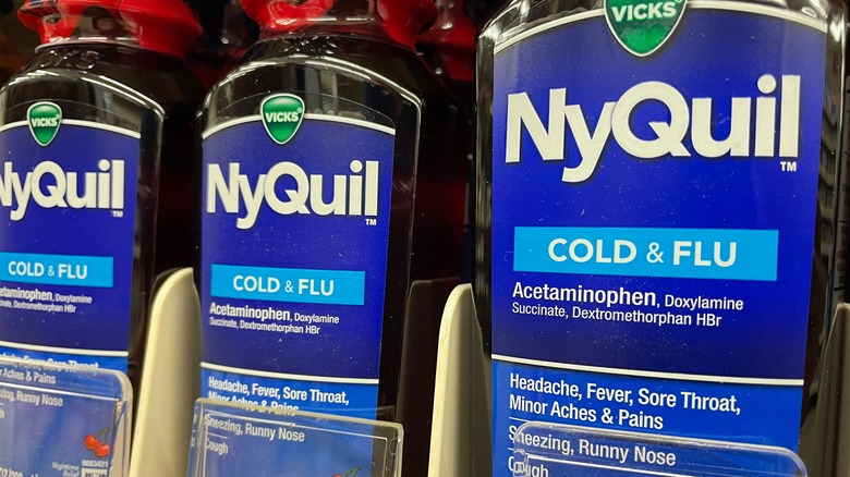 NyQuil bottles on store shelf