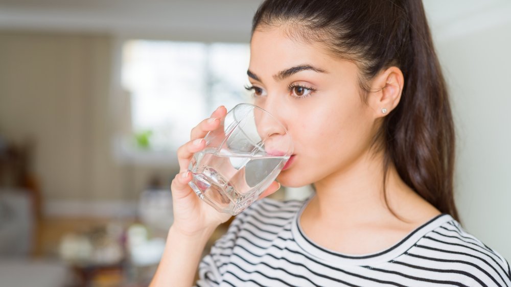 woman drinking water
