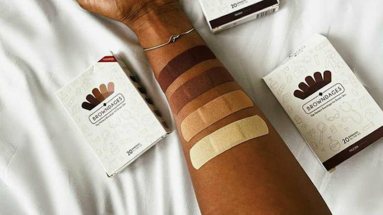 four Browndages bandages on a woman's forearm