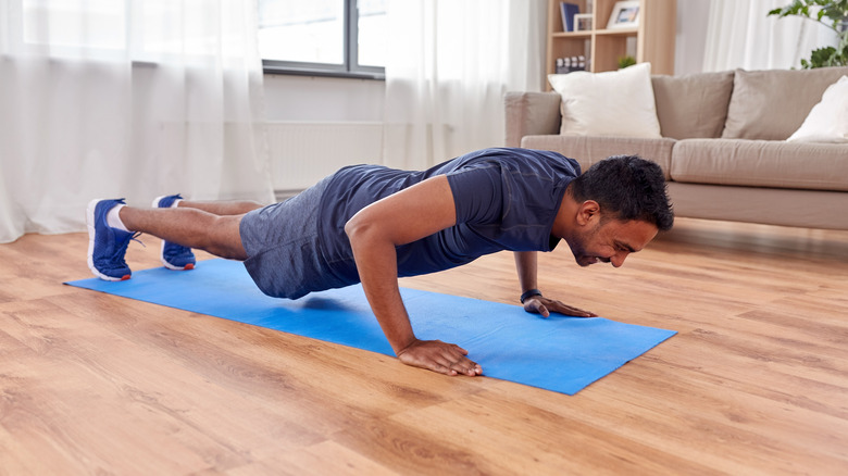 man doing push up