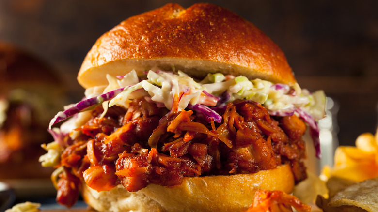 Jackfruit pulled pork sandwich