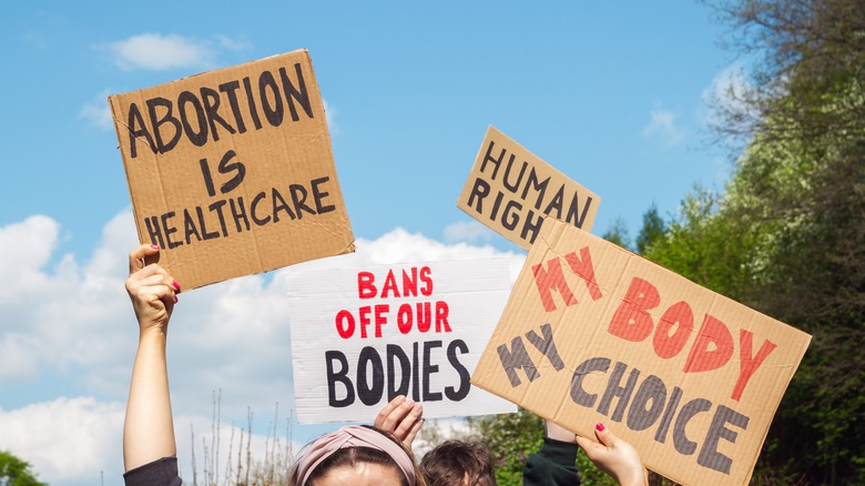 People protest at an abortion rally
