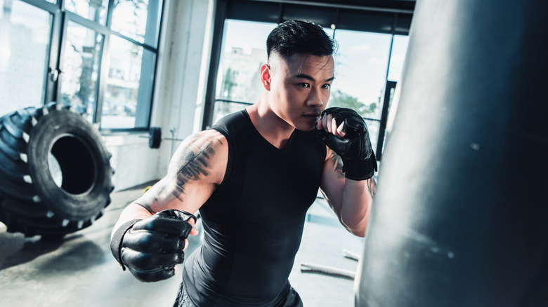 Man boxing at the gym