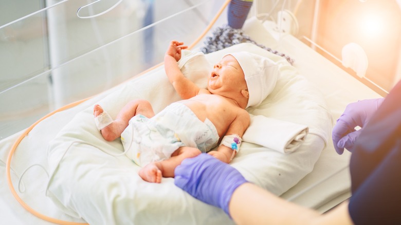 doctor checking on newborn baby