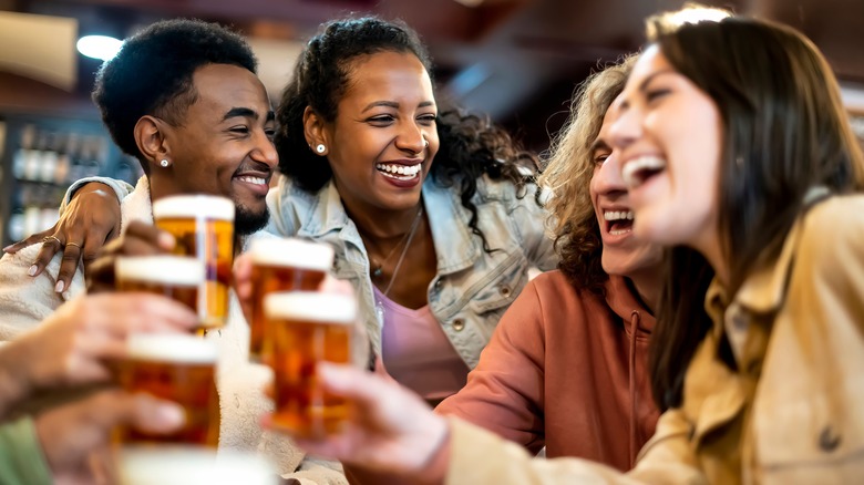 group of friends at happy hour