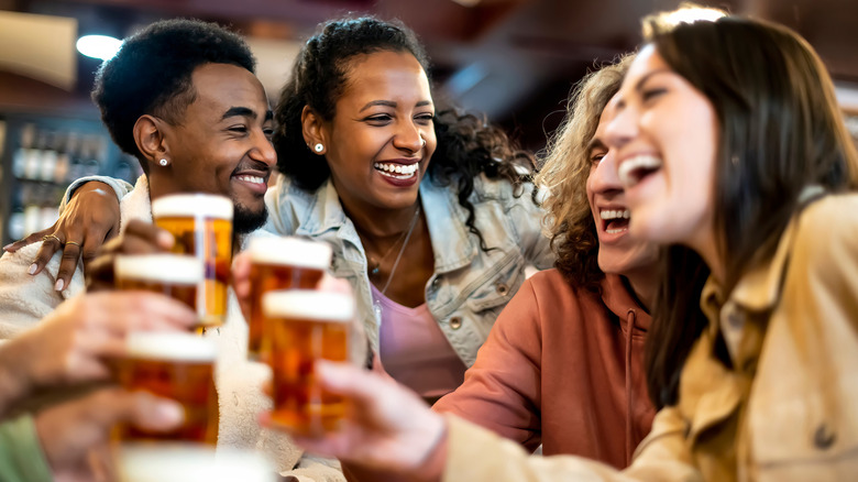 group of friends at happy hour