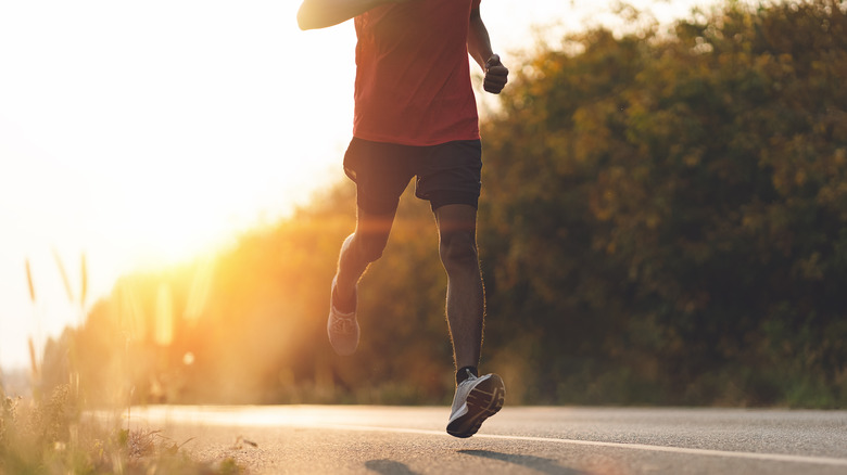 Man running on the road