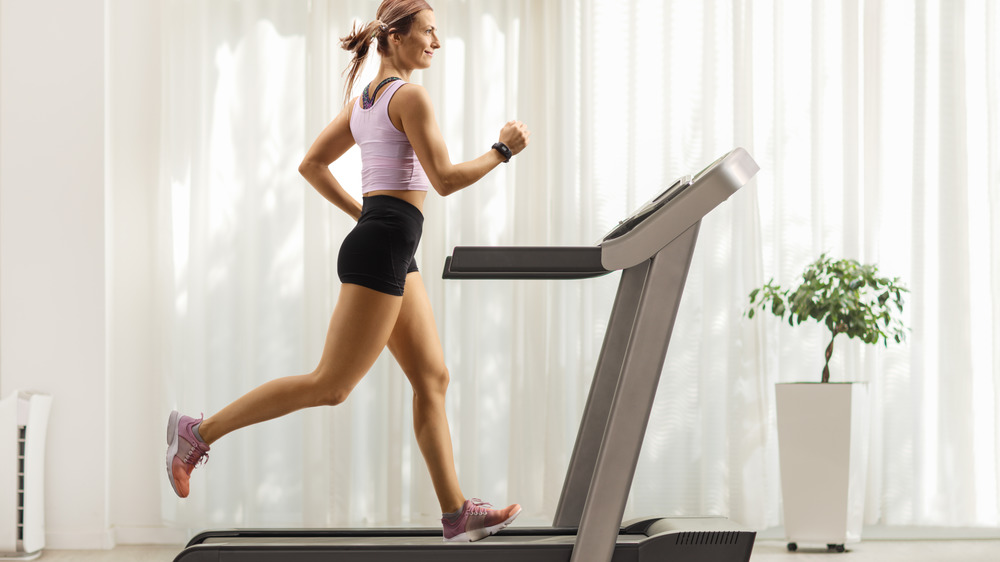 Woman running on treadmill