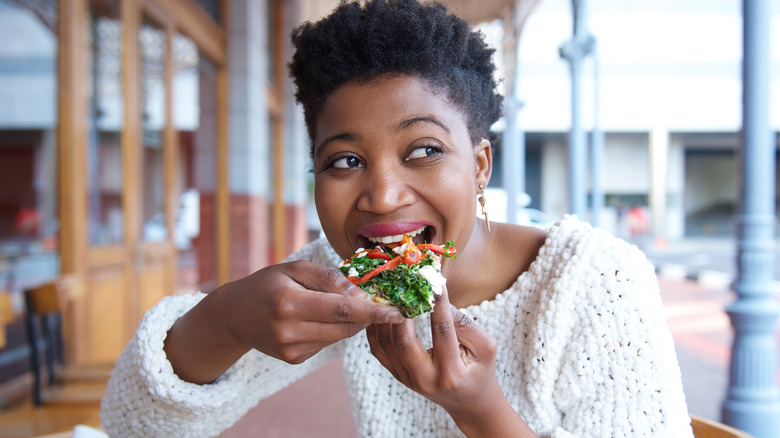 Woman eating food