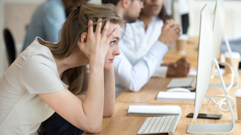 woman stressed at work