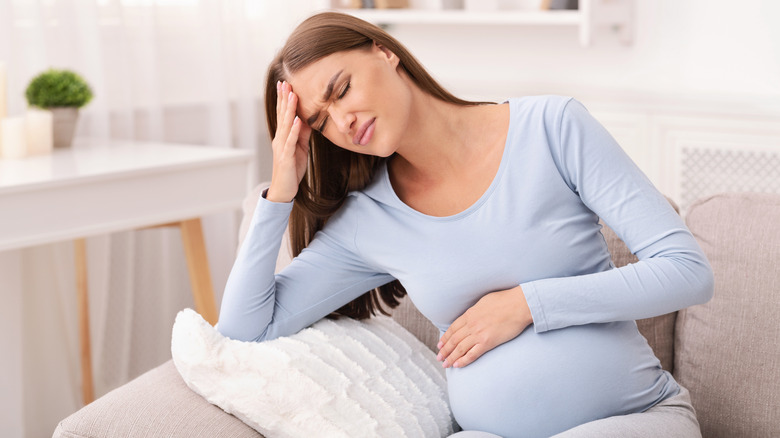 Pregnant woman feeling sick because of anemia