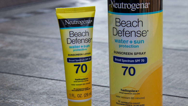 front of Neutrogena sunscreen products