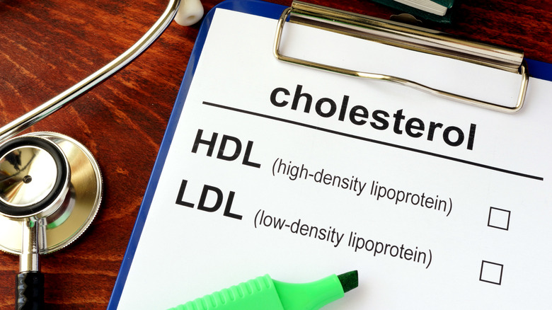 Clipboard with cholesterol checklist