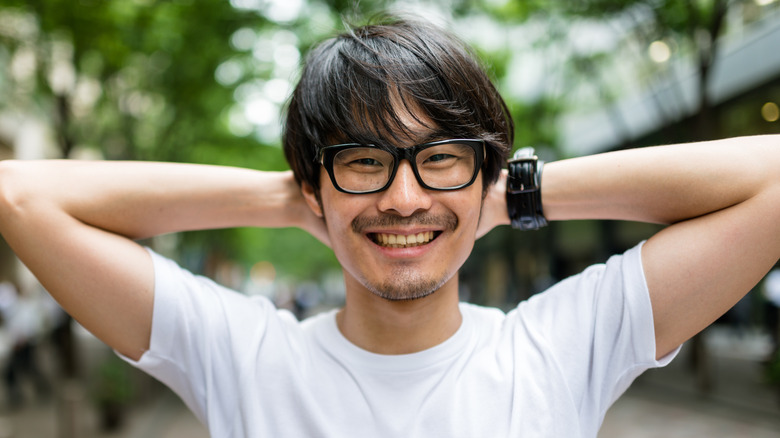 Asian man with mustache