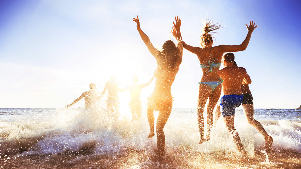 People enjoying spring break on the beach