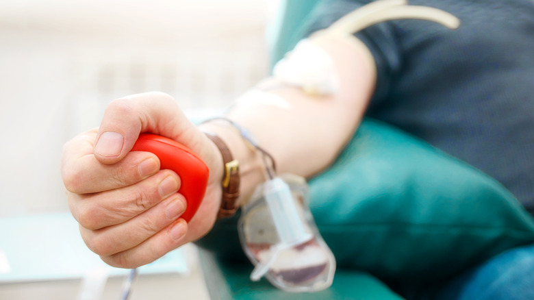 Close up of a blood donor's arm