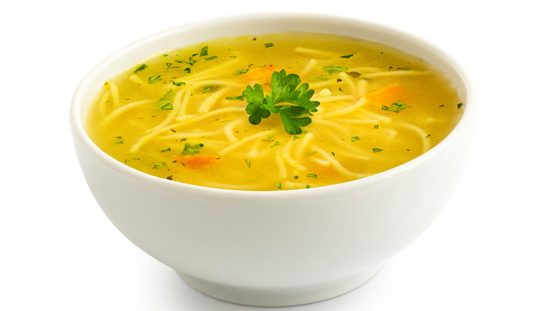 Bowl of chicken noodle soup