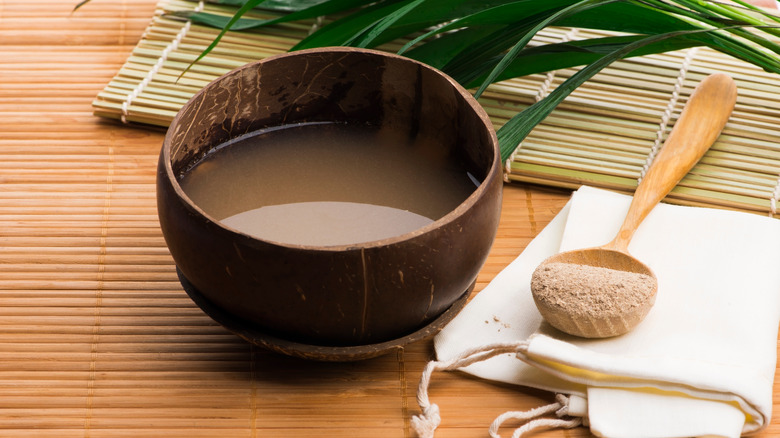 Kava tea in coconut shell