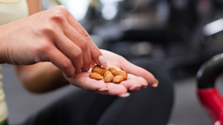 Handful of almonds at gym