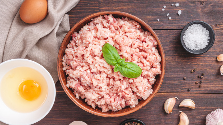 Ground chicken in a bowl