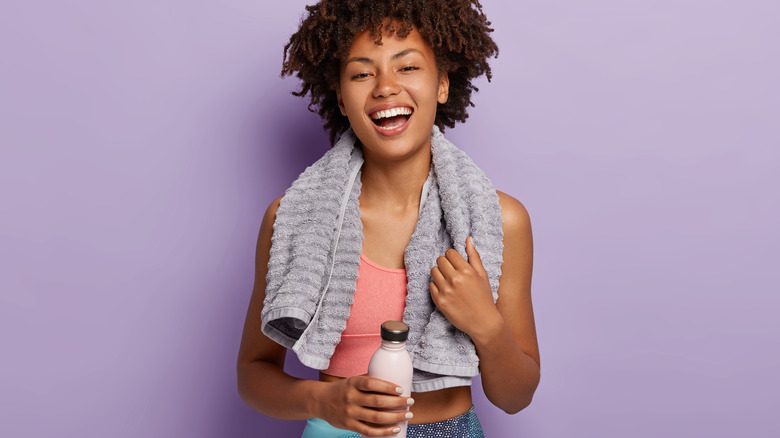 woman smiling postworkout