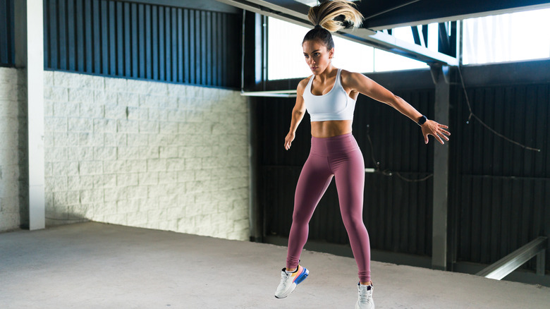 Woman doing burpees