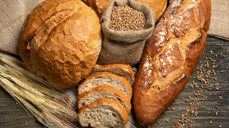 Loaves of bread with wheat and gluten