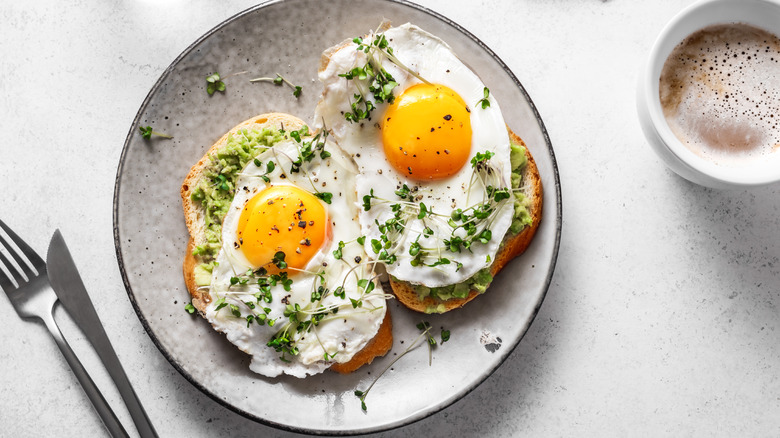 Plate of egg on toast