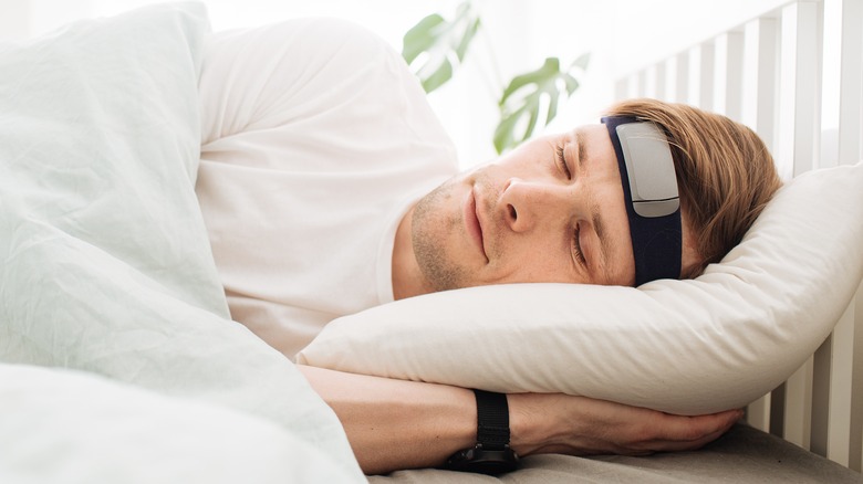 man wearing sleep tracker