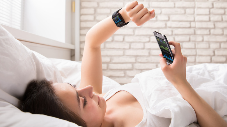 woman tracking sleep