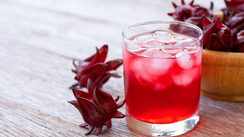 Glass of iced hibiscus tea