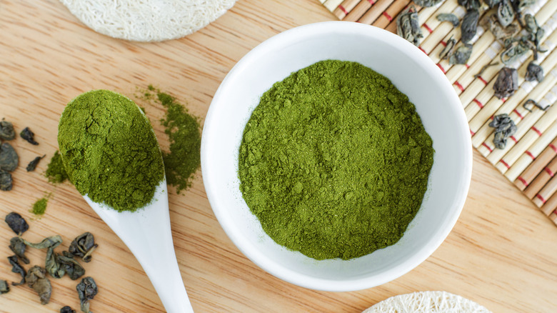 A bowl of matcha green tea powder